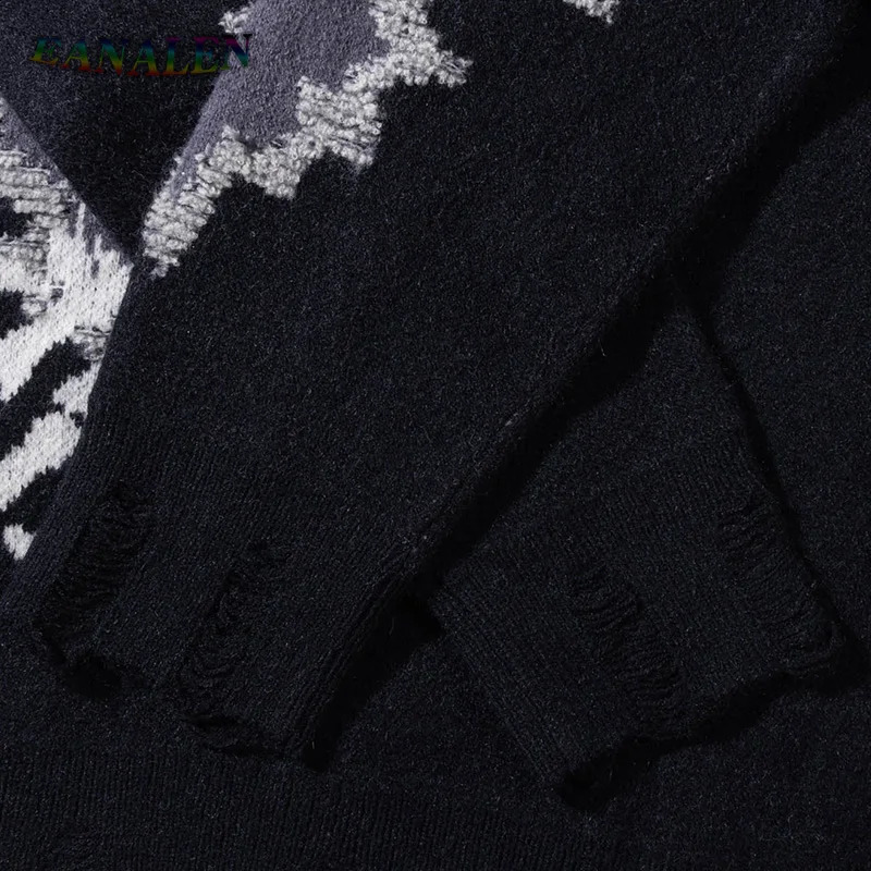 Harajuku retro skull sweater mens winter casual oversized black devil rock skydiving knitted latte grandpa ugly womens 240826