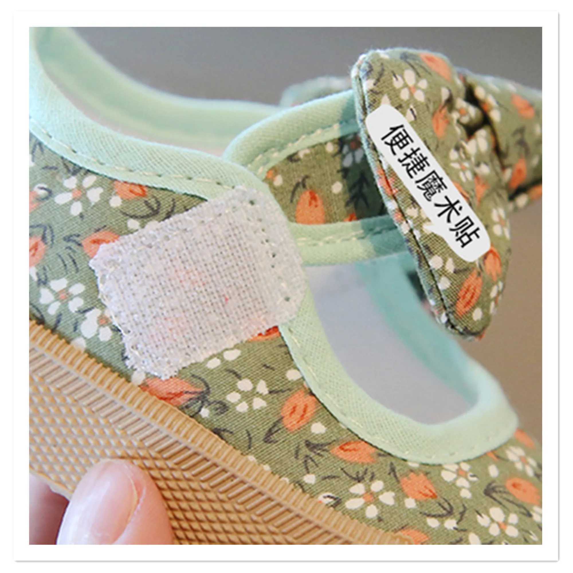Spring and Autumn Girls Soft soled Casual Canvas Shoes Season Single Shoes Kindergarten Nylon Buckle Breathable Baby Walk M240827