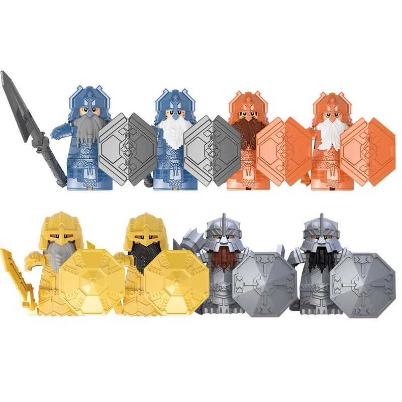 New MOC LOTR Dwarf Army Digital Armored Guard Soldiers Medieval Knights Architecture Building Blocks Toys Gifts Free shipping
