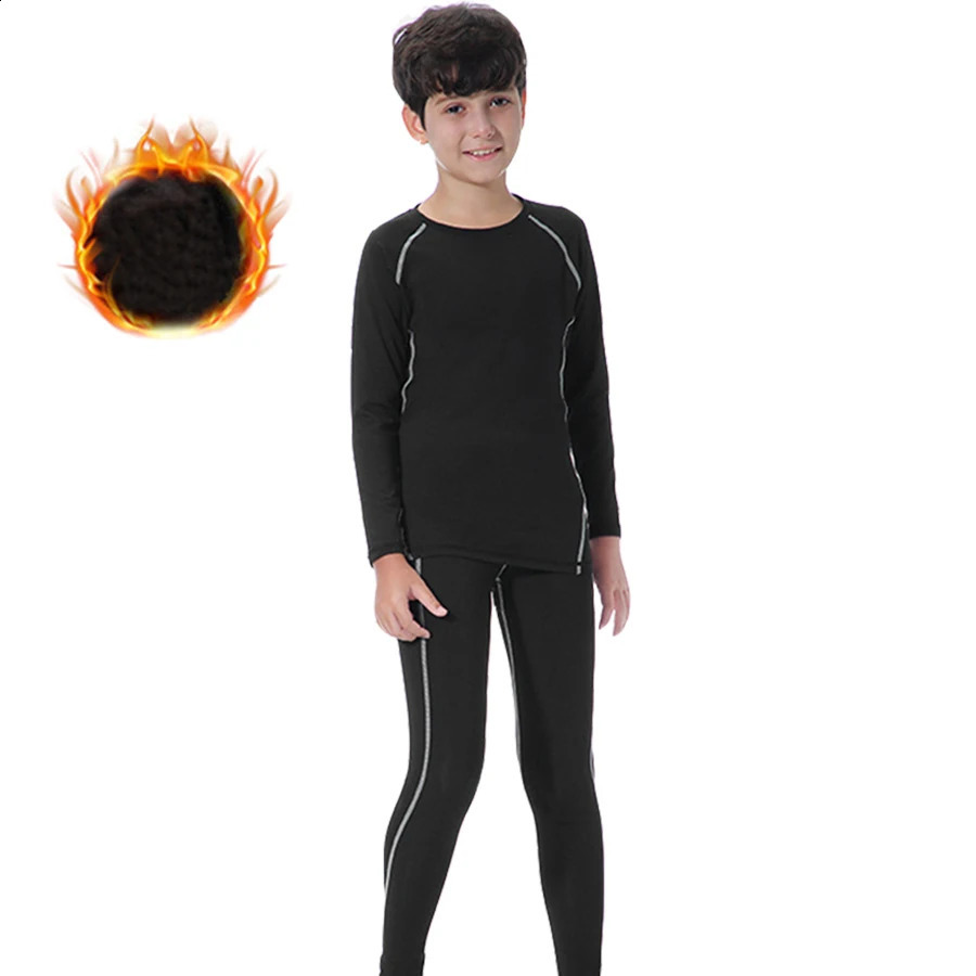 Boys Girls Winter Thermal Underwear Set Velvet Warm Thermo Underwear Masculino Long Johns ren Lucky Johns Fitness Tops Pant 240826