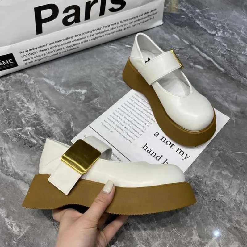 Marys Joyful Shoes Womens Spring 2024 Flat Bottom Thick Bottom British Fashion Trend Apartment 240827
