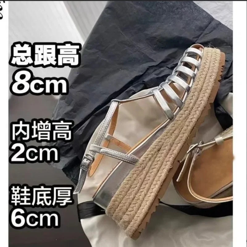 Womens flat bottomed gladiator sandals womens closed toe hemp rope sandals womens summer casual beach sandals 240827