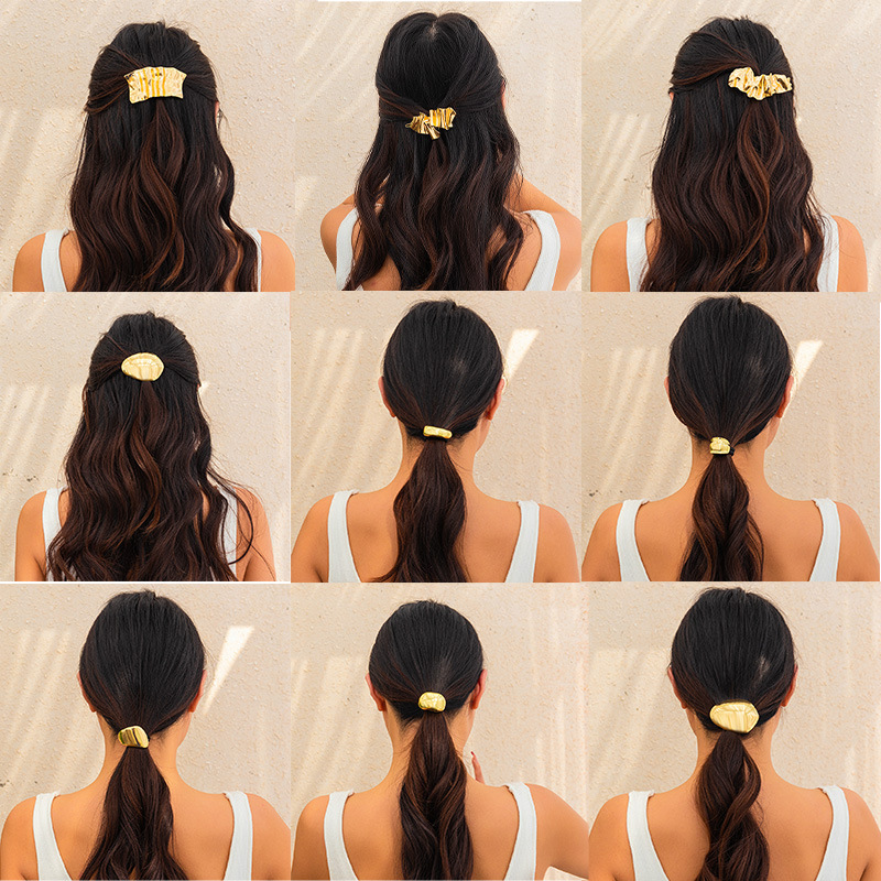 Jewelry metal concave convex folded alloy Hairpin irregular temperament hair clip F08.27-3.8 aa419