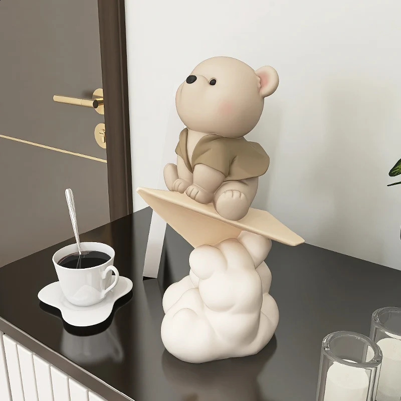 Creative Paper Plane Bear Figures Cute Cartoon Resin Sculptures Gift For Friend Kids Birthday Present Home Decoration Statuettes 240827 - view 5