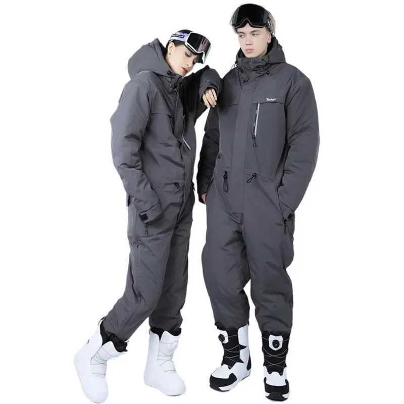 Skiing Suits Ski Suit Cold-Proof Mens and Womens One-Piece Outdoor Waterproof Windproof Snowboarding Suit H240826
