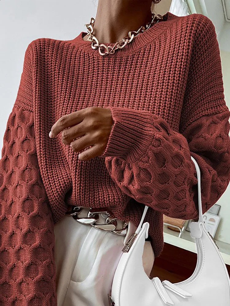 Elegant sweater womens long sleeved top knitted Oneck zipper red autumn and winter clothing jacket 240826