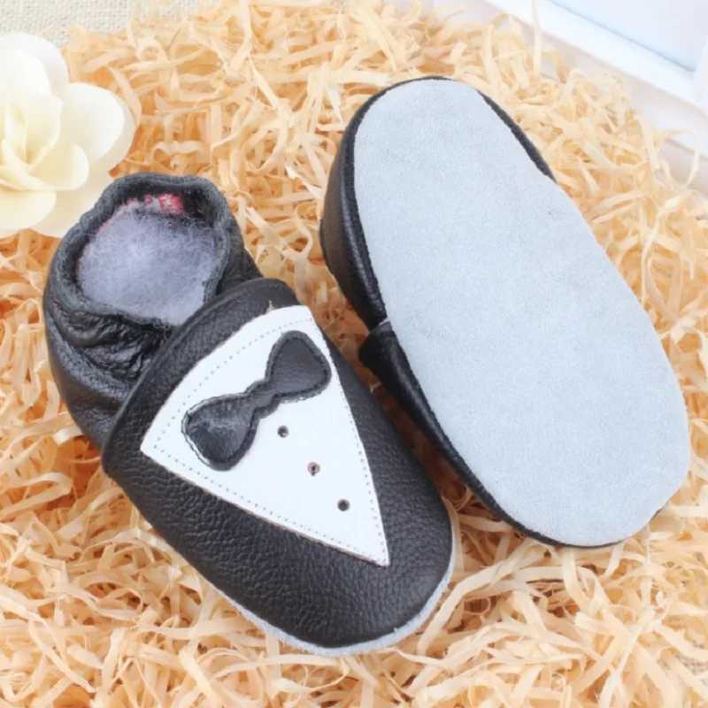 Black genuine leather baby shoes soft and handsome childrens Mocha Xin baby first walking shoes M240827