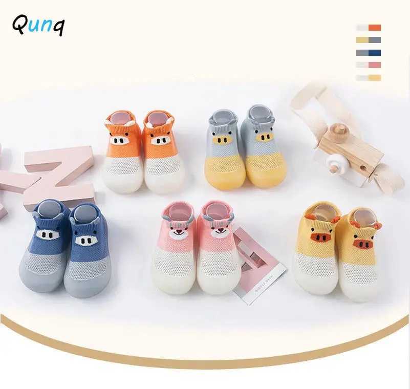 Qunq Spring and Summer New Baby Socks and Shoes Soft soled Mesh Hollow Cartoon Breathable Anti slip Cute Floor Socks and Shoes M240827