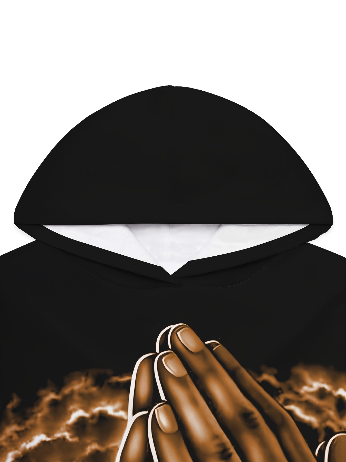Men's Novelty 3D Praying Pattern Print Hooded Pullover Sweatshirt For Spring Autumn Casual Daily Wear