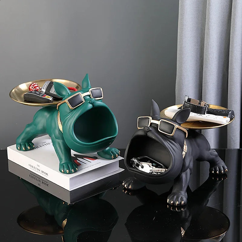 Home Decor Bulldog Figurine Dog Statue Storage Box Animal Ornament Resin Craft Art Sculpture Figurine Home Puppy Sculpture 240827