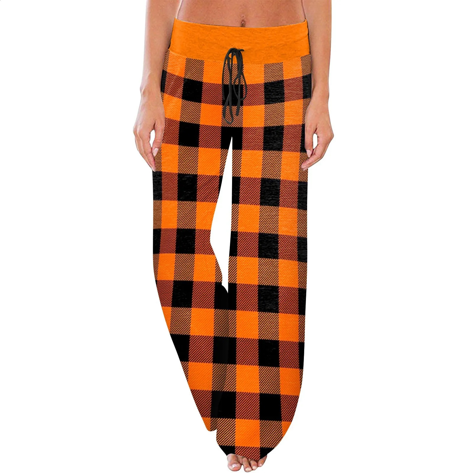 Womens Gothic Bat Sleepwear Halloween Printed Sleepwear Comfortable Lounge Bottom Brushed Wide Leg Pants 240827