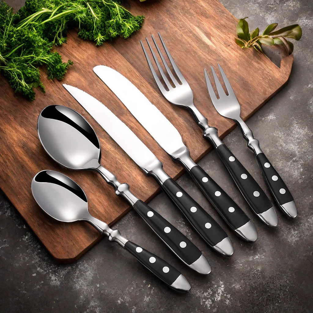Classic and elegant stainless steel cutlery set fork spoon knife full steak teaspoon creative 240827