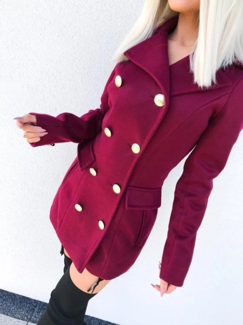 Womens clothing autumn and winter collar doublelayer tweed coat 240826