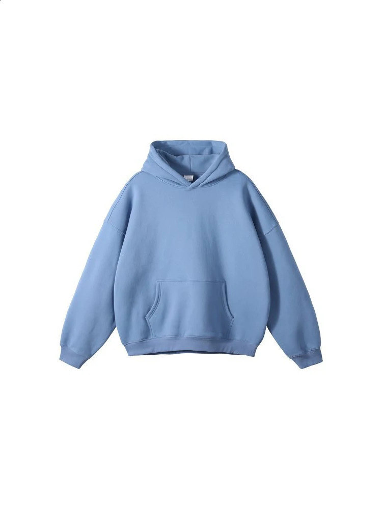 Solid Color 100% Cotton Hoodies Autumn Winter Baggy Sports Outwear Plush Oversized Hooded Sweater for Men and Womens 240826