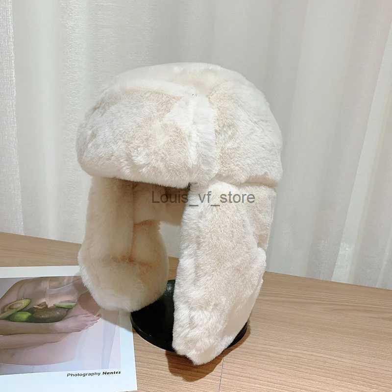 Beanie/Skull Caps Womens Winter Thick Warm Beanie Russian Hat Korean Fashion Ushanka Earflap Pilot Trend Bomber Adjustable H240913