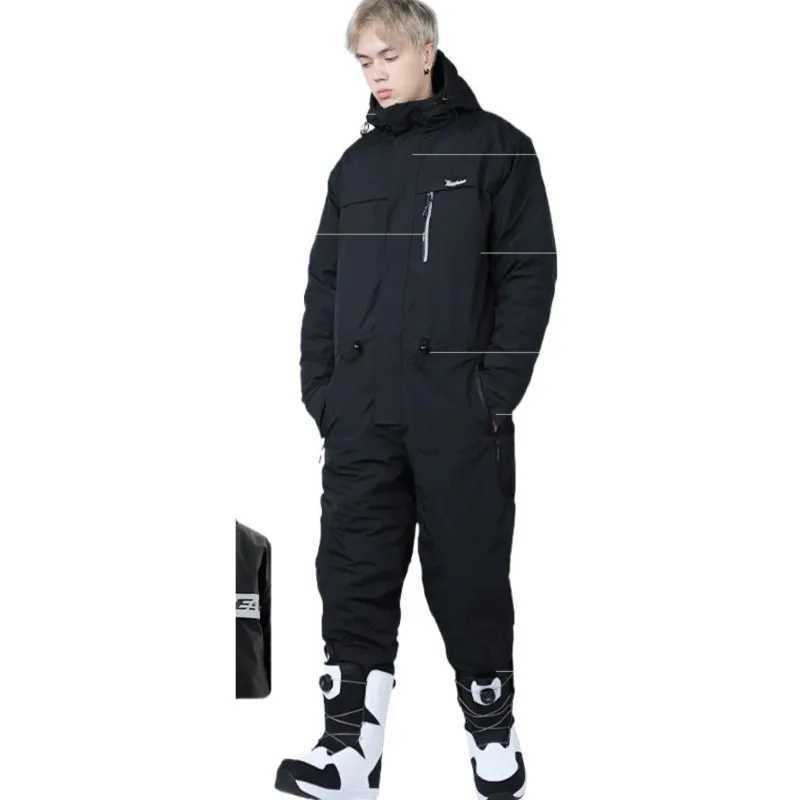 Skiing Suits Ski Suit Cold-Proof Mens and Womens One-Piece Outdoor Waterproof Windproof Snowboarding Suit H240826