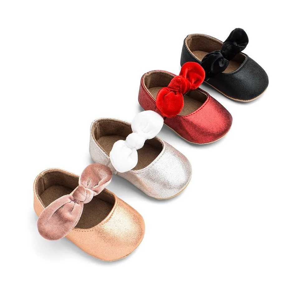 Girl Moccasins baby skate on princess bow knot baby shoes childrens anti slip spring autumn PU leather sports shoes newborn skate 0-12M M240827