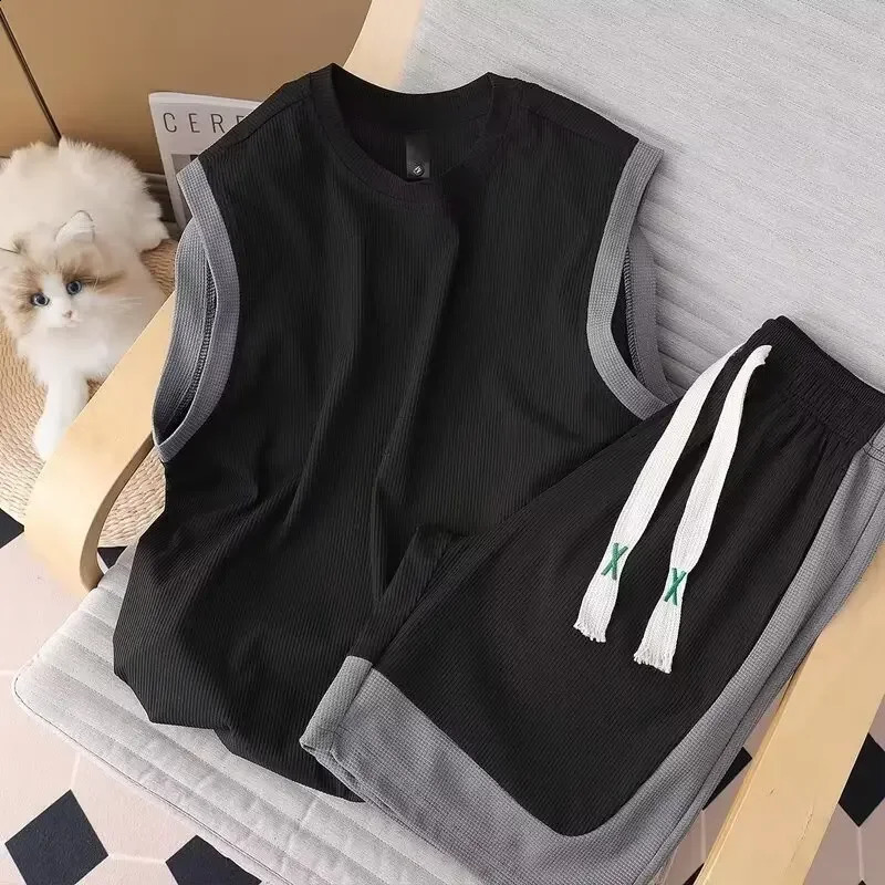 Summer Cool Mens Sportswear 2-piece Set Casual Shorts Tank Top Fashion Mens Wear 240827