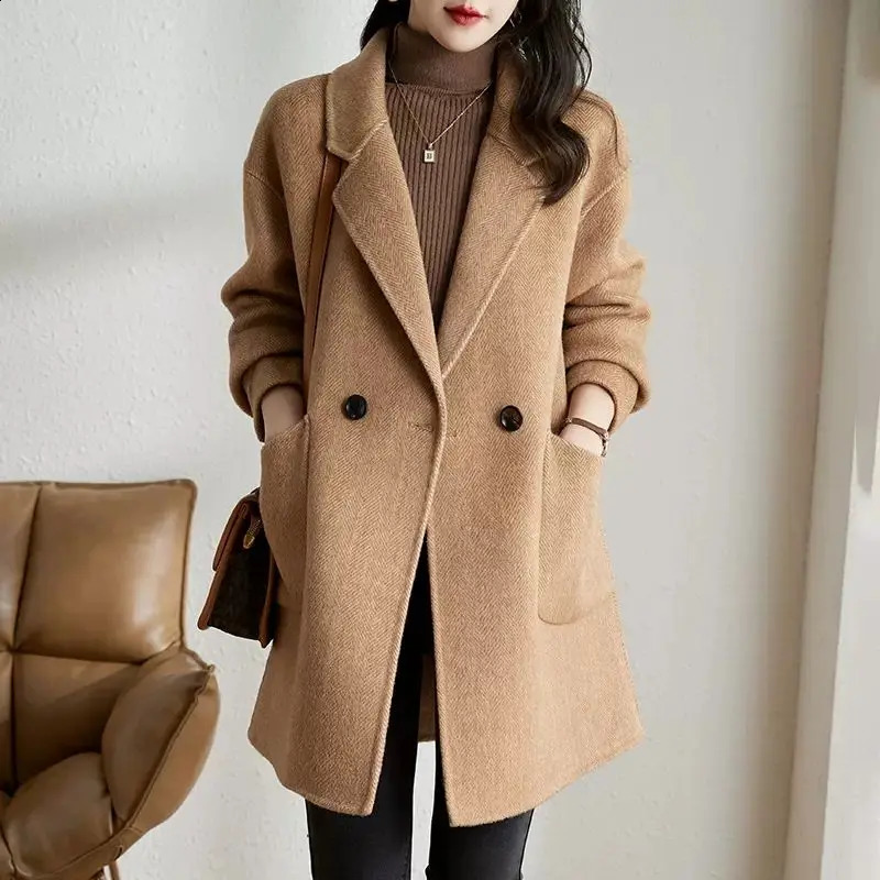 Fashionable Office Womens Long Sleeve Collar Street Single Chest Elegant Coat Style 240826