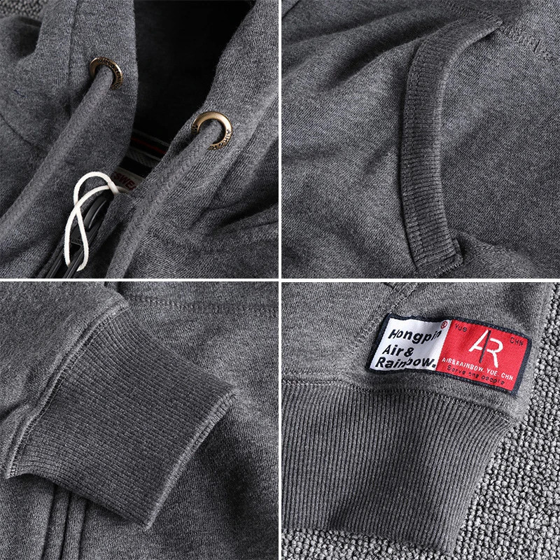 Autumn Winter Cardigan Hoodies for Mens Fashion Simple Long Sleeved Hooded Heavyweight Terry Cloth Knitted Casual Sweatshirts 240826