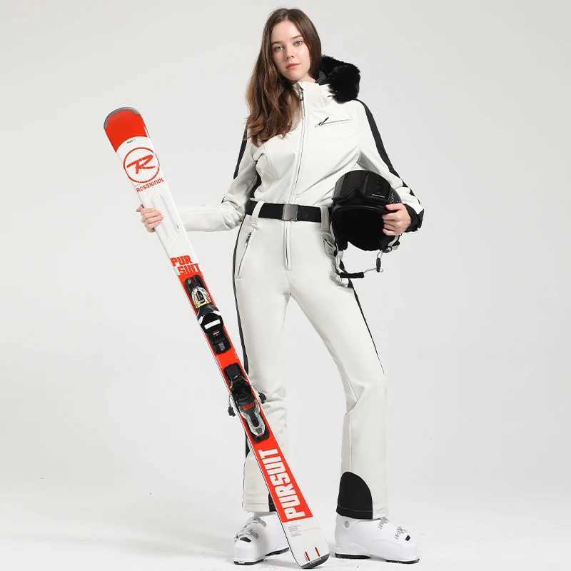 Skiing Suits Winter Women Jumpsuit One Piece Ski Suit Thermal Thicken Waterproof Windproof Outdoor Sport Wear for Snowboard Mountain New H240826