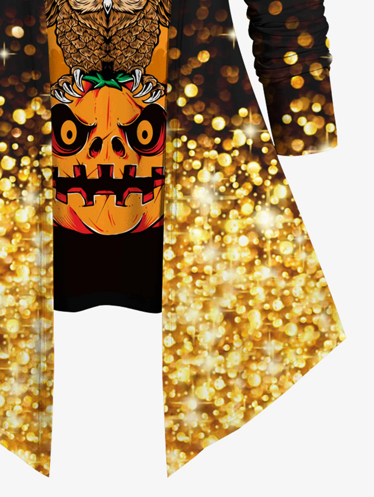 Plus size Halloween womens matching set costume pumpkin owl sparkling glitter 3D printed T-shirt or glitter pants set XS-6X 240827