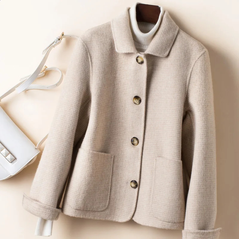 Elegant 100% wool coat womens jacket clothing ultrathin plain weave spring autumn 19077W751 240826