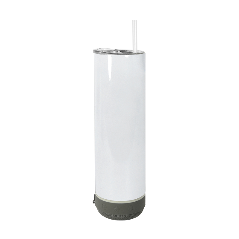 Sublimation 20Oz Bluetooth Speaker STRAIGHT Tumbler Wireless Intelligent Music Cups Stainless Steel Smart Water Bottle With Straws DIY Slim
