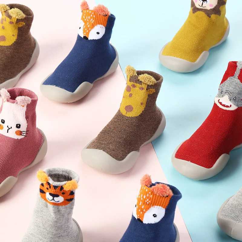 Baby shoes cotton first shoes cartoon childrens shoes cute animals first walking childrens soft rubber soles baby shoes anti slip M240827