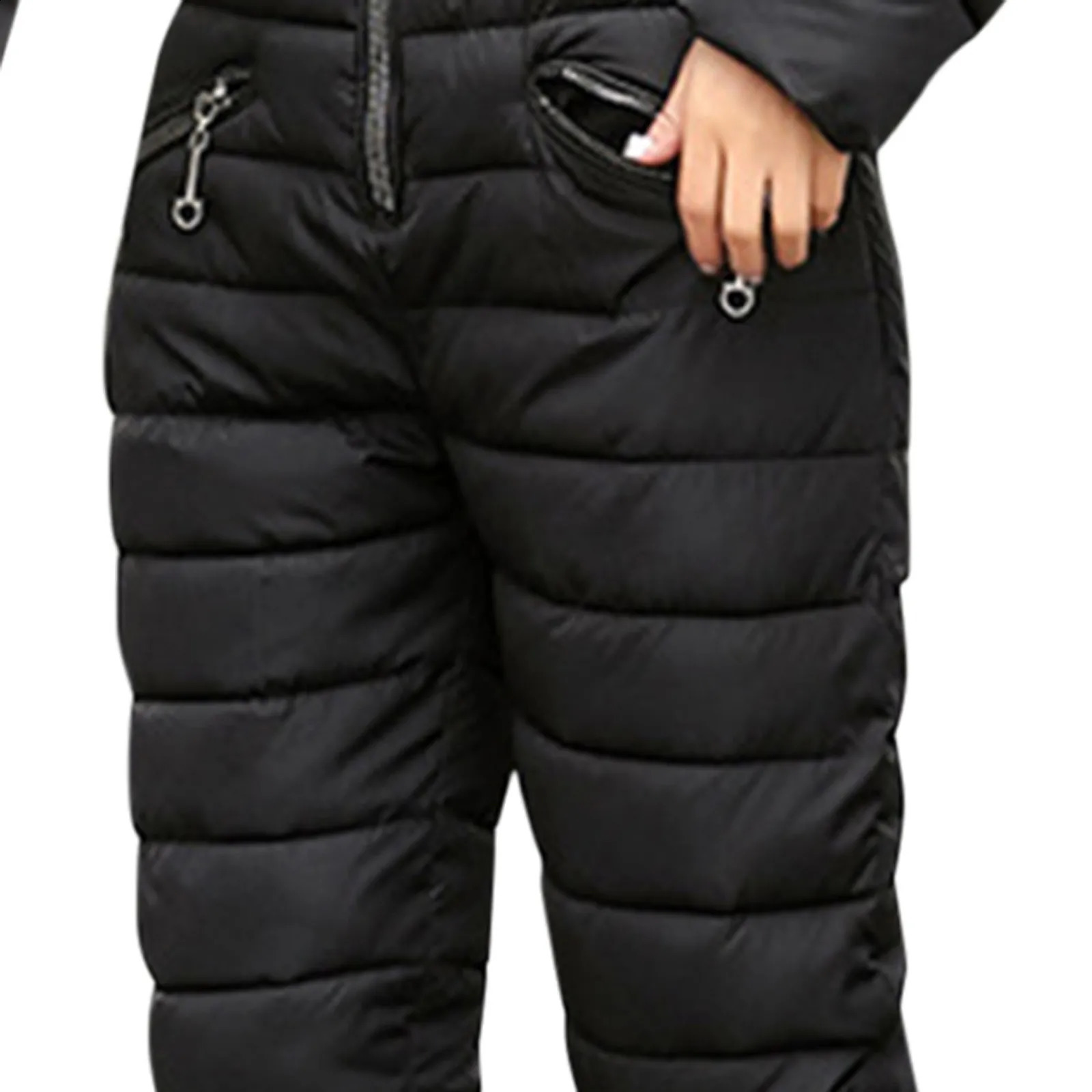 Winter warm ultrathin onepiece ski suit womens thick cover Parka outdoor sports windproof with fur collar 240826