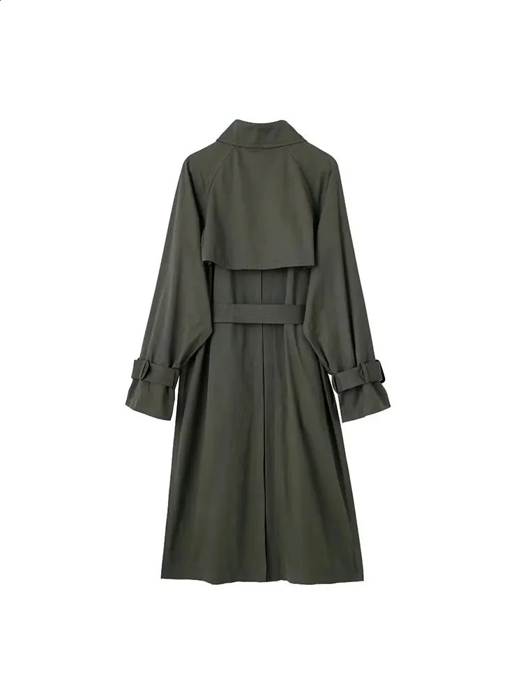 Nlzgmsj TRAF Autumn Womens Trench Coat Classic Loose Belt Fashion Double Chest Long Clothing 240826