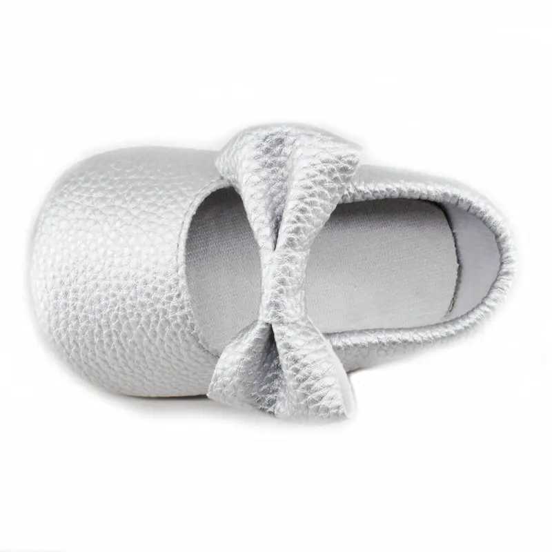 Baby womens leather shoes baby toddler bow knot anti slip soft sole flat PU First Walker newborn bow Moccasins M240827