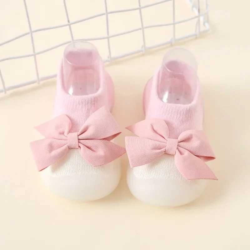 Spring and summer new bow childrens indoor shoes cute princess style baby socks baby walking shoes M240827