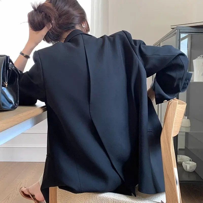Fat MM Extra Large Size 150kg Lapel Collar Womens Suit Jacket Spring and Autumn Loose Korean Style Back Slit Casual Blazer 240826