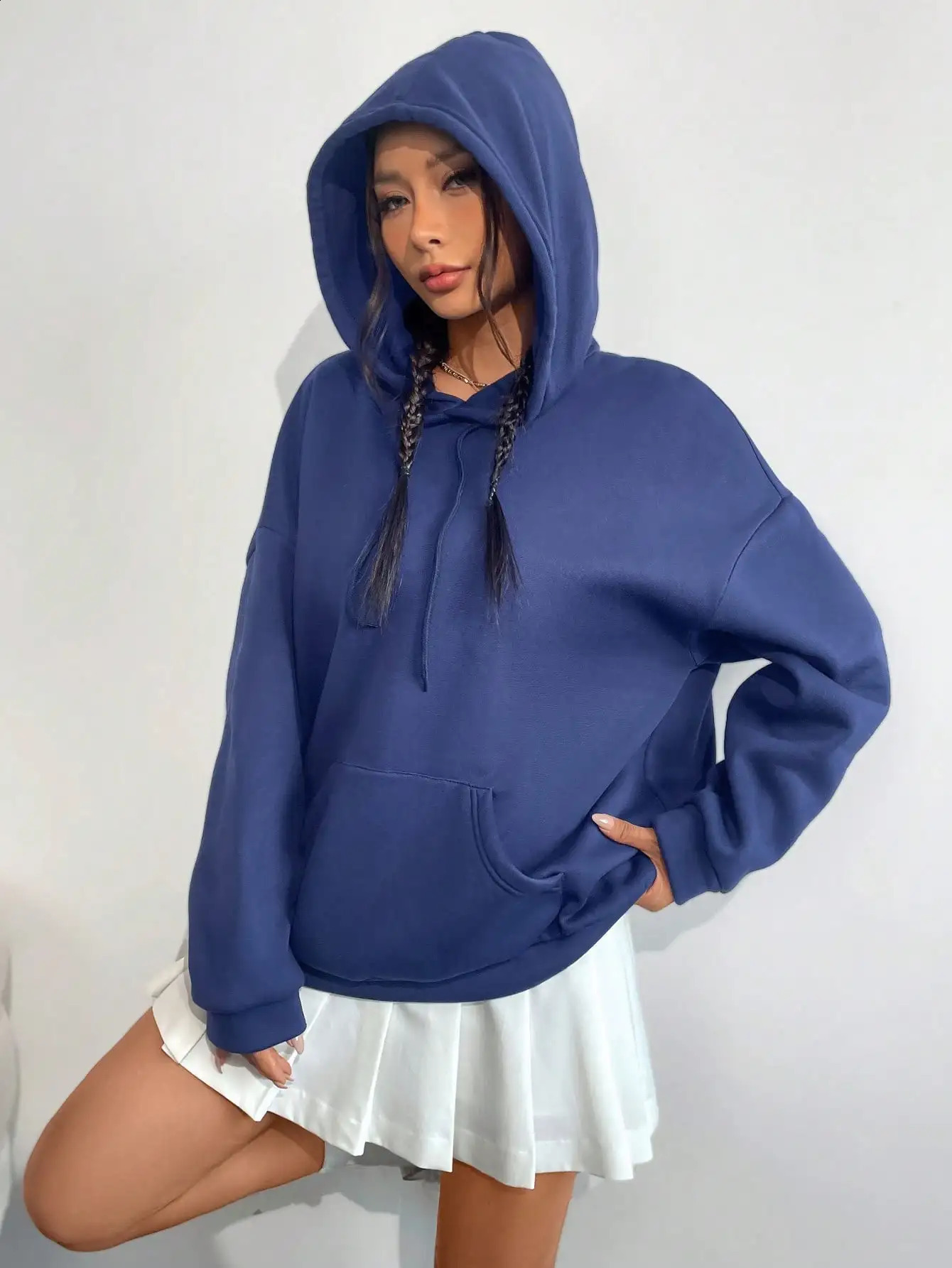 Solid Women Hoodie All-Match Unisex Female Pullovers Autumn Hip Hop Streetwear Casual All-Match For Woman Sportswear 240827