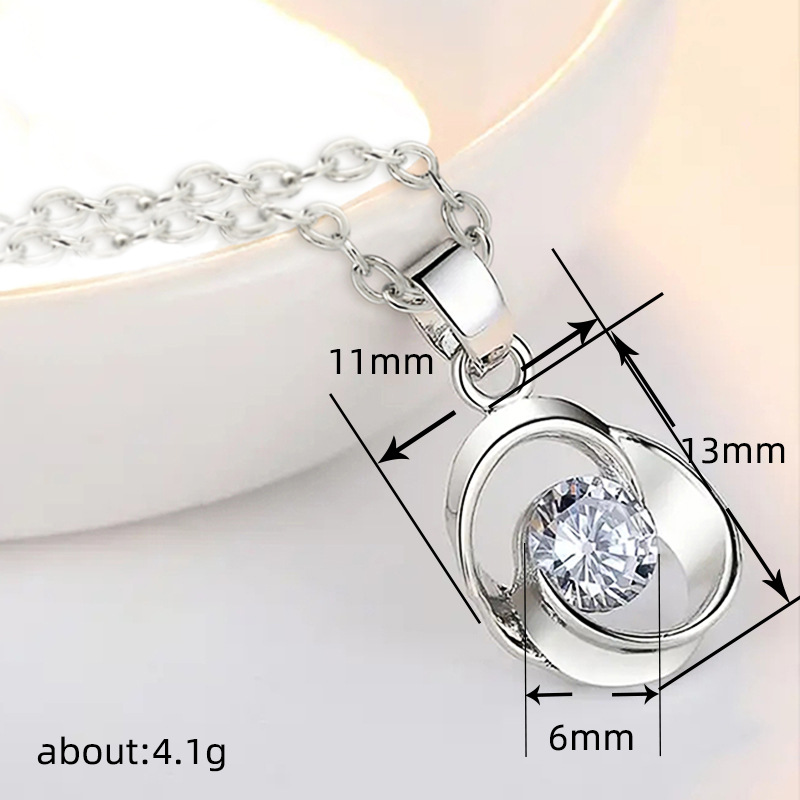 Elegant S925 Sterling Silver Plated Rose Flower Pendent Necklace for Women Ladies Lovers Girlfriend Crystal Necklace Jewelry Gift