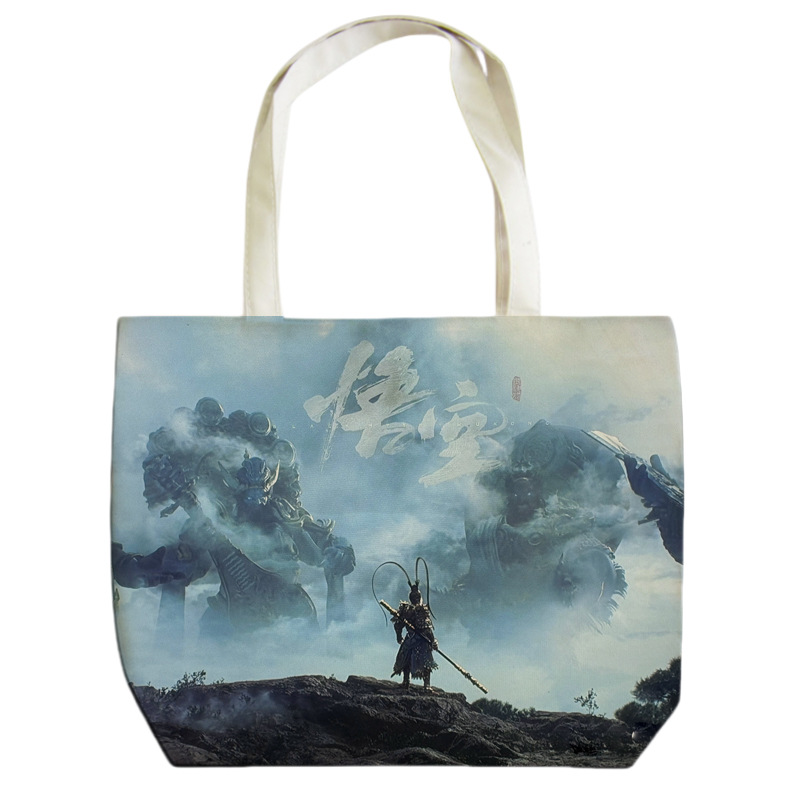 Black Myth Wukong Canvas Bag Student remedial tote bag Large capacity single shoulder creative game peripheral bag