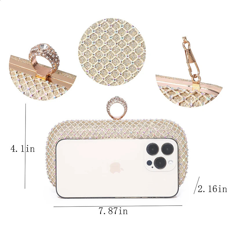 Women Diamonds Clutch Bag Wedding Banquet Exquisite Handbags Chain Shoulder Bags Evening Party Small Purse Sac A Main 240826Z