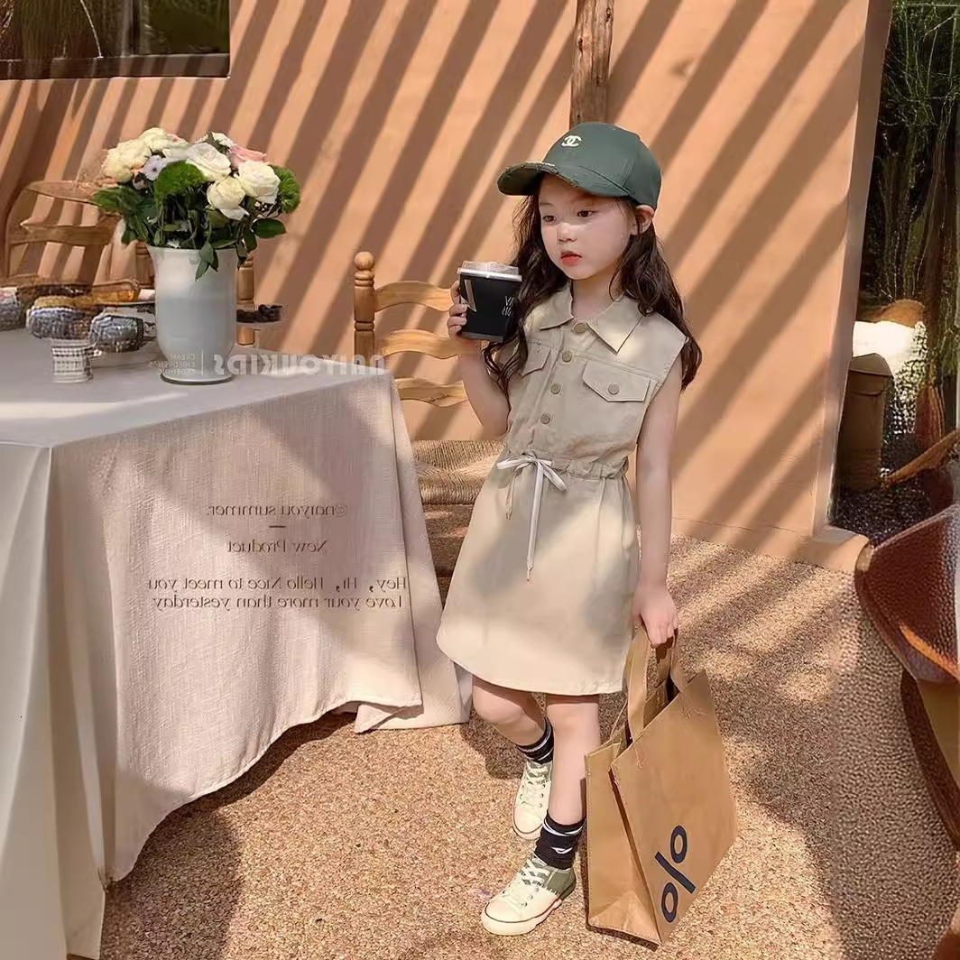 Girls' summer new Korean version fashionable sleeveless workwear dress vest skirt for children F27-08.27