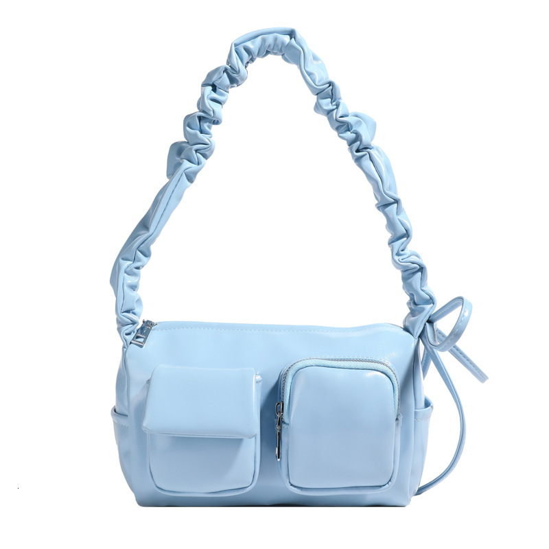 Hot selling Korean niche Instagram casual versatile college student tote women's large capacity pleated multi pocket crossbody bag #26