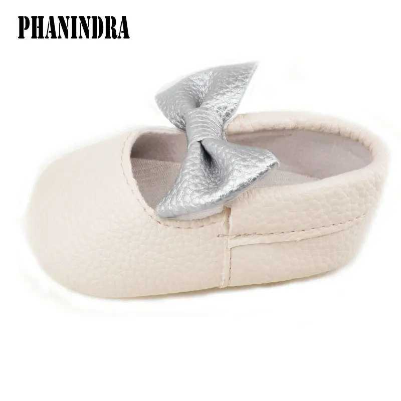 Baby womens leather shoes baby toddler bow knot anti slip soft sole flat PU First Walker newborn bow Moccasins M240827