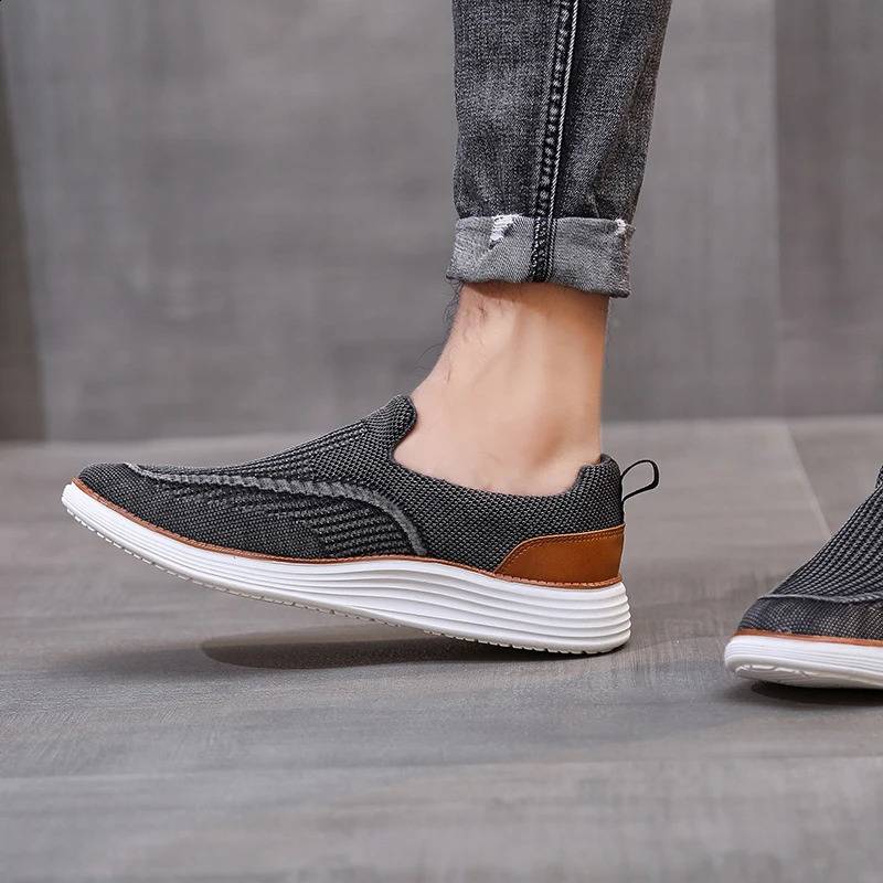 autumn mens mesh boat shoes breathable and fashionable casual shoes soft driving shoes lightweight and sliding large size 39-47 240827