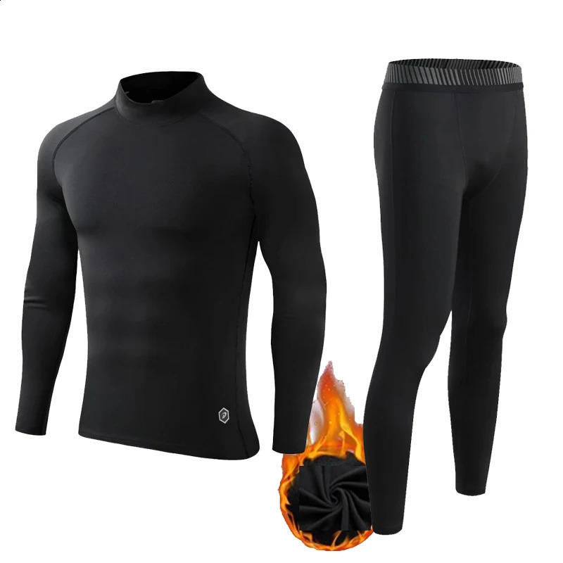 Winter Mens Fleece Thermal Underwear Warm Second Skin s Thermal Long Shirt Bottom Indoor Base Layer Tights Sports underwear 240826