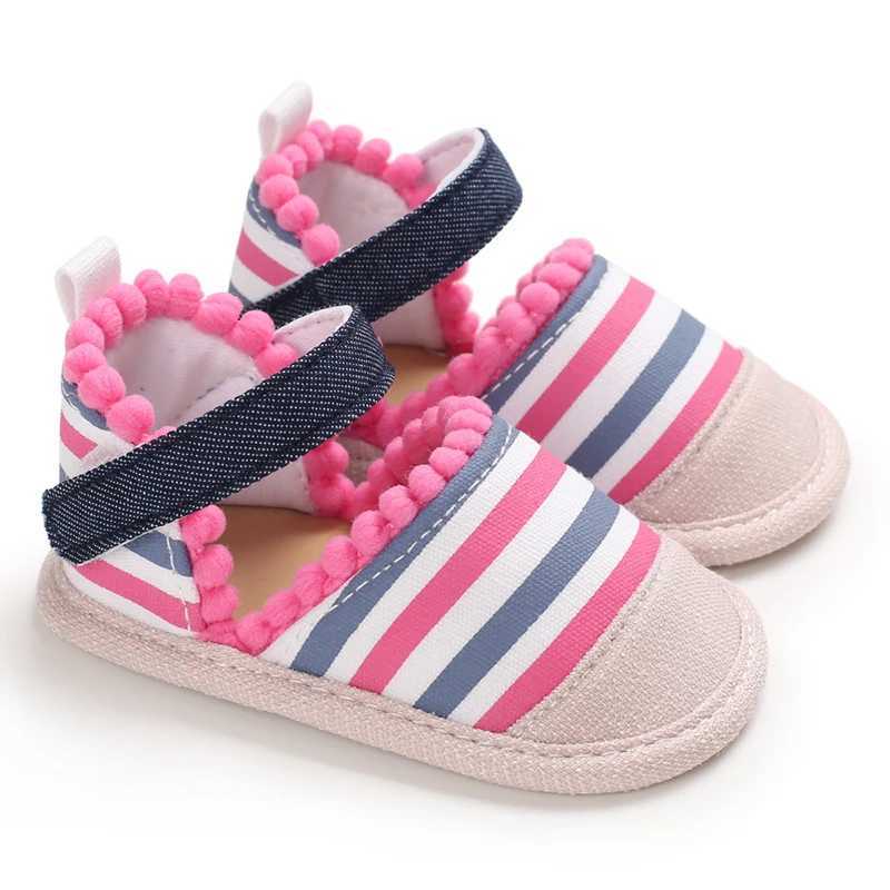 Newborn baby shoes Bohemian girl striped toddler first walking boots cotton comfortable soft anti slip baby crib shoes M240827