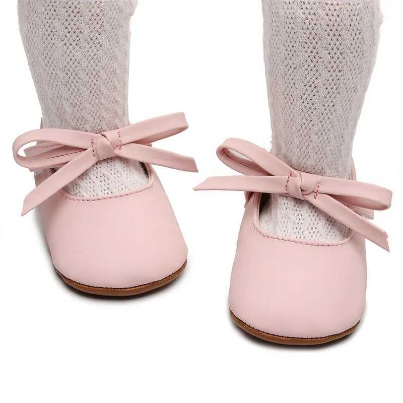 BeQeuewll Baby Girls Mary Jane Shoes Bow PU Princess Apartment Casual Walking Shoes M240827