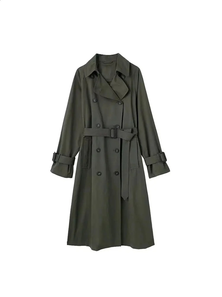 Nlzgmsj TRAF Autumn Womens Trench Coat Classic Loose Belt Fashion Double Chest Long Clothing 240826