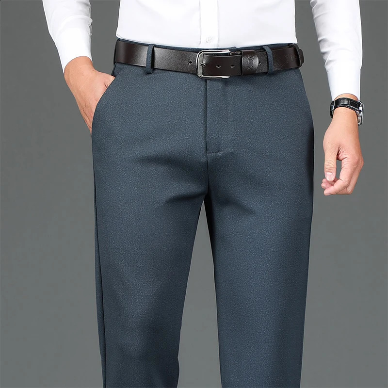 Japanese High Quality Men's Business Dress Pants - Stretch Straight Fit Office Trousers, Formal & Casual