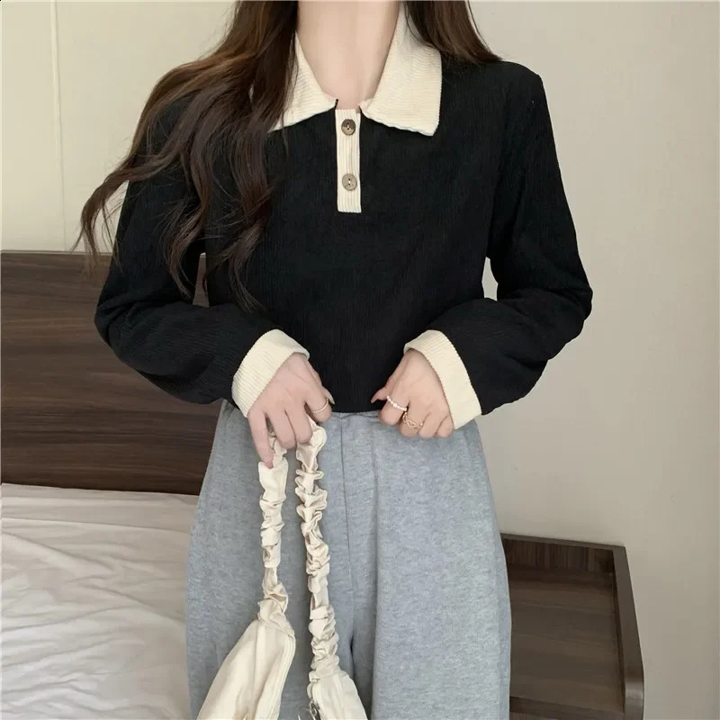 Autumn womens multi-color t-shirt with decal work and leisure oversized t-shirt Y2k top Harajuku long sleeved polo neck hooded sweatshirt streetwear 2
