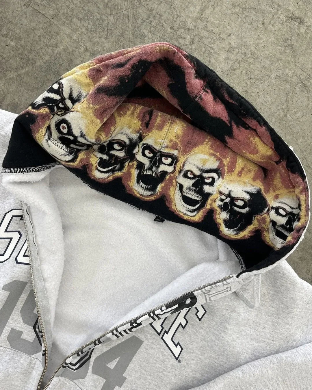 Retro Gothic Fashion Skull Pattern Hoodie Harajuku Casual Zipper Plus Size Top of The Line Street Clothing Y2K Clothing 240813