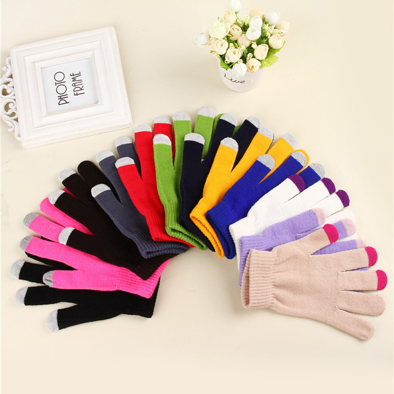 Men Women Touch Screen Gloves Autumn Winter Warm Mittens Female Winter Full Finger Stretch Comfortable Breathable Warm Cycling Glove Customize Logo HW